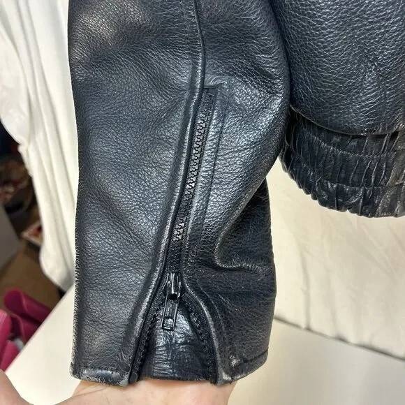 VINTAGE Z1R GENUINE LEATHER Men’s Black Biker Motorcycle Jacket Size 46 No Liner